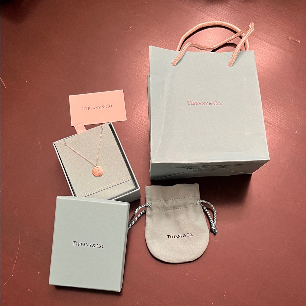 Tiffany & Co. Sterling Silver Circle Initial “L” Necklace